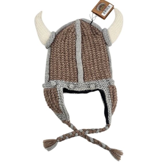 Andes Gifts Alpaca Blend Knitted Vikings Cap - Picture 1 of 6